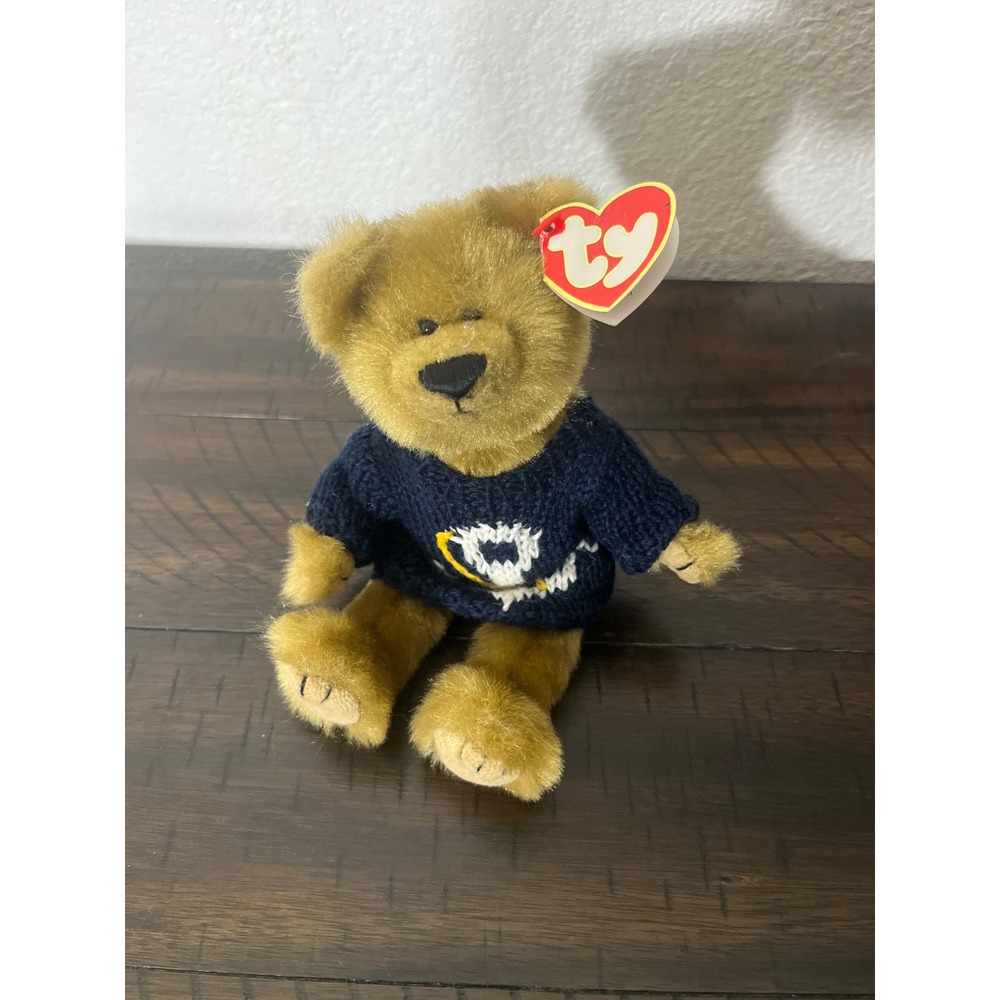 Ty Attic Treasures Salty Bear Plush 1993 Vintage Tan Nautical Anchor Sweater 8in